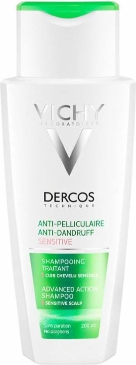 Vichy Шампунь DERCOS Sensitive Интенсивный шампунь-уход против перхоти для чувствительной кожи головы, 200 мл
