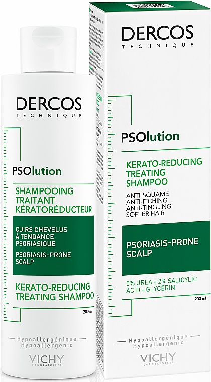 Vichy VICHI Кераторегулирующий шампунь  DERCOS PSOlution для кожи головы склонной к псориазу 200 мл
